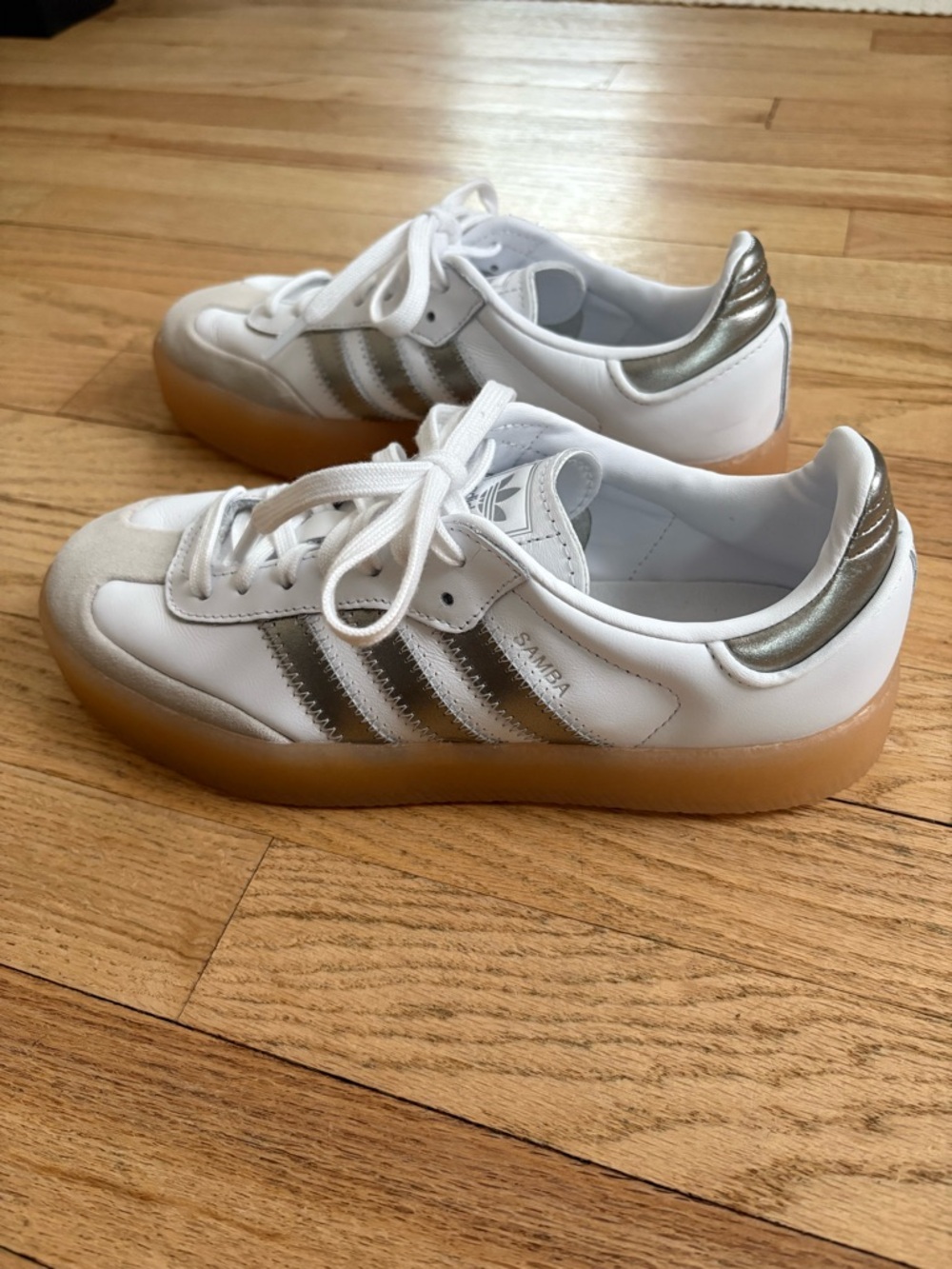 adidas Samba Super White Silver Gum Sole Women’s Sneakers - Picture 5 of 9
